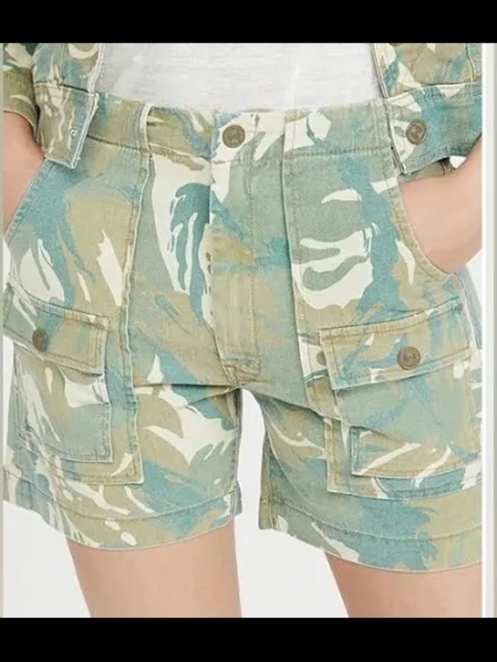 MOTHER Denim The Rambler Cargo Shorts Tropical Camo Size 28